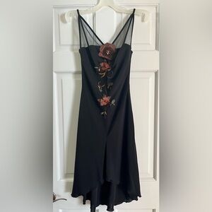 Elegant Black Floral High-Low Dress